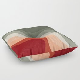 Green and red retro style waves Floor Pillow