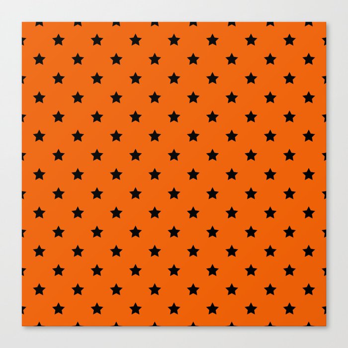 Orange and Black Stars Pattern Canvas Print