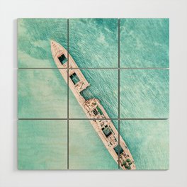 Beach Coast Art Print, Shipwreck Print, Aerial Photography, Printable Wall Art, Ocean Wall Art Wood Wall Art