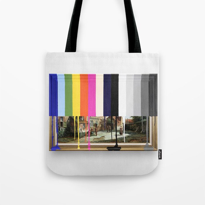 Garage Sale Painting of Peasants with Color Bars Tote Bag