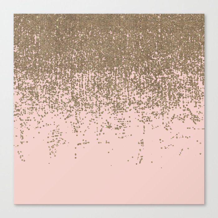 Girly Blush Pink And Gold Glitter Ombre Canvas Print By