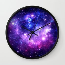 Purple Blue Galaxy Nebula Wall Clock