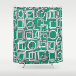 picture frames aplenty green Shower Curtain