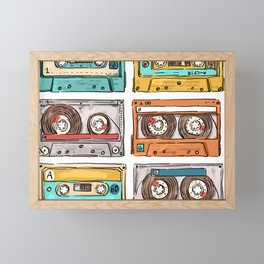 Vintage retro music tape cassette 1980s style disco Framed Mini Art Print