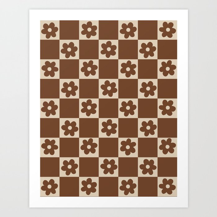 flower check – all over chocolate Art Print