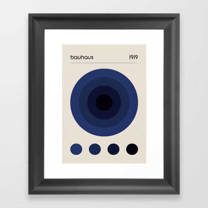 Bauhaus Blue Vintage Poster Framed Art Print