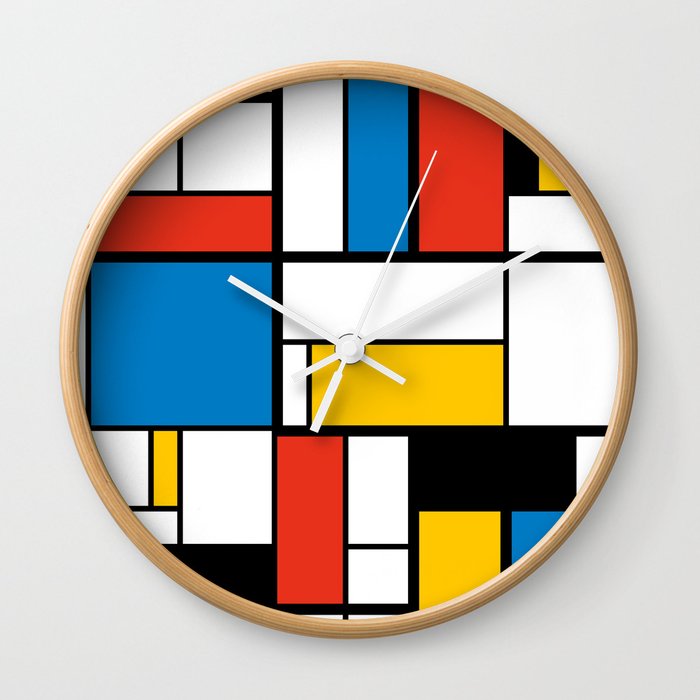 Mondrian De Stijl Modern Art Wall Clock