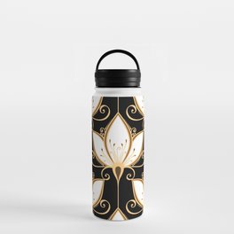 Art deco Lotus Golden tile pattern Water Bottle