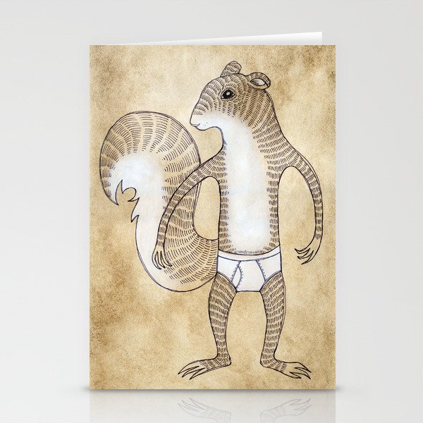 Animals in Underpants - Squirrel Stationery Cards by sue blanchard