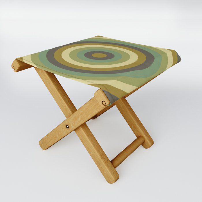 Gray, burly wood, dark olive green, dark khaki, dark golden rod concentric circles Folding Stool