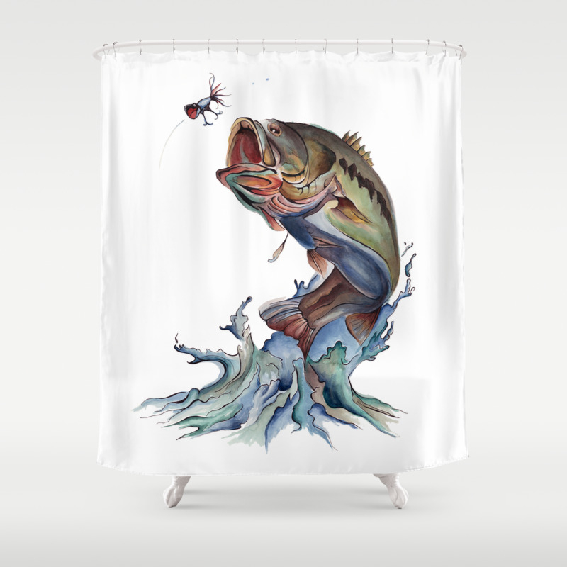 Bass Fish Shower Curtain By Kristenwilliams622 Society6
