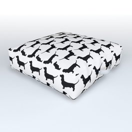 Dachshund Silhouette Black and White Pattern Outdoor Floor Cushion
