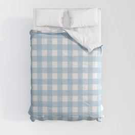 Dark Blue Pastel Farmhouse Style Gingham Check Comforter