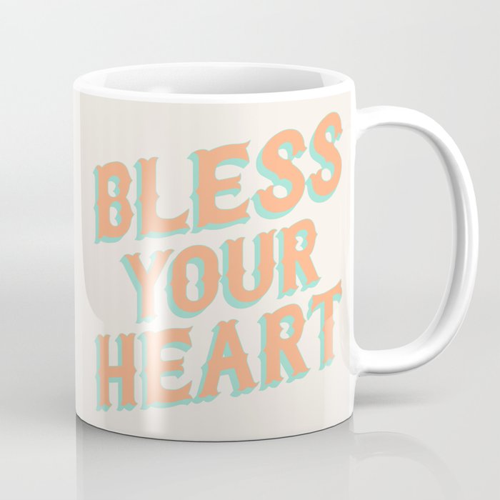 Southern Snark: Bless your heart (retro coral orange and turquoise) Coffee Mug