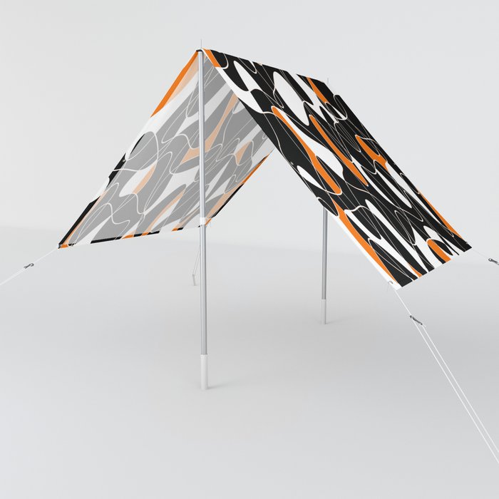 Abstract pattern - orange, black and white.  Sun Shade