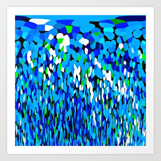 Sky Blue Waterfall Abstract Art Print