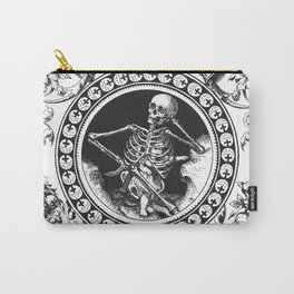 1861 Death Skeleton Black Carry-All Pouch | Tattoo, Bone, Halloween, Filligre, Spooky, Vintage, Drawing, Funny, Scary, Intricate 