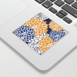 Flower Blooms, Blue and Yellow Sticker