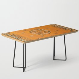 Antique Chinese Pekino Carpet Rare Vintage Orange Ornamental Oriental Rug Coffee Table