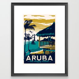 aruba vintage travel poster Framed Art Print