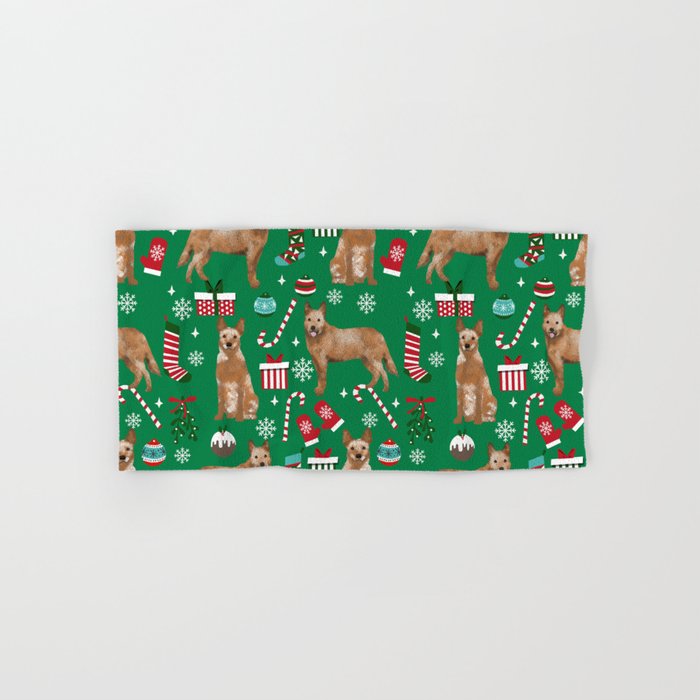 Australian Cattle dog christmas presents stockings candy canes winter dog breed lover Hand & Bath Towel