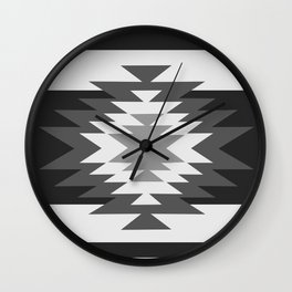 Aztec - black and white Wall Clock