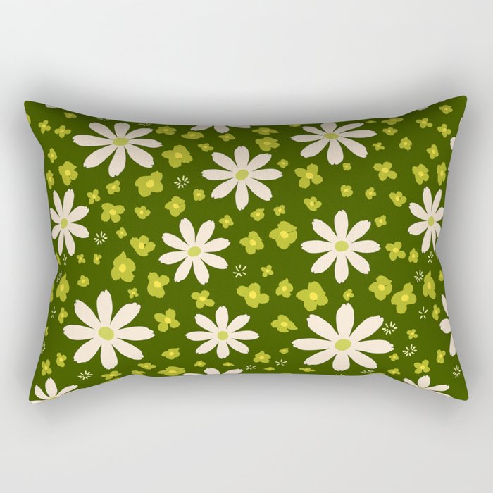 Funky Cosmo Flowers Pattern Rectangular Pillow
