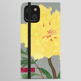 Vintage Yellow Japanese Peony Flowers Painting ,Botanical Floral Blossom iPhone Wallet Case