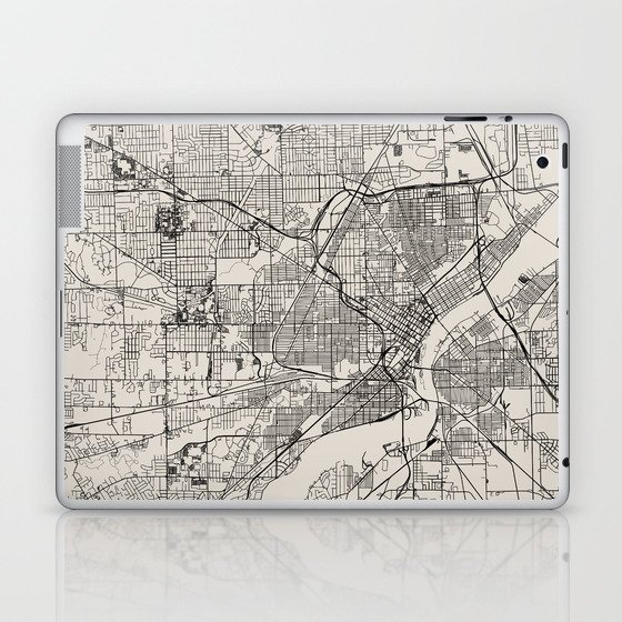 USA, Toledo - Black & White City Map Laptop & iPad Skin