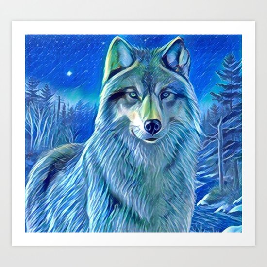 BLUE WOLF Art Print