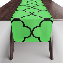 Quatrefoil (Black & Green Pattern) Table Runner