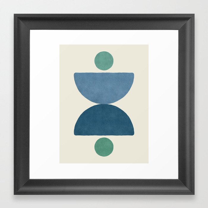 Half-circle Balance - Blue Green Framed Art Print