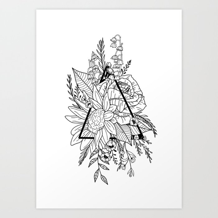 Rose and Sunflower Bouquet Art Print by Caity Campbell Society6