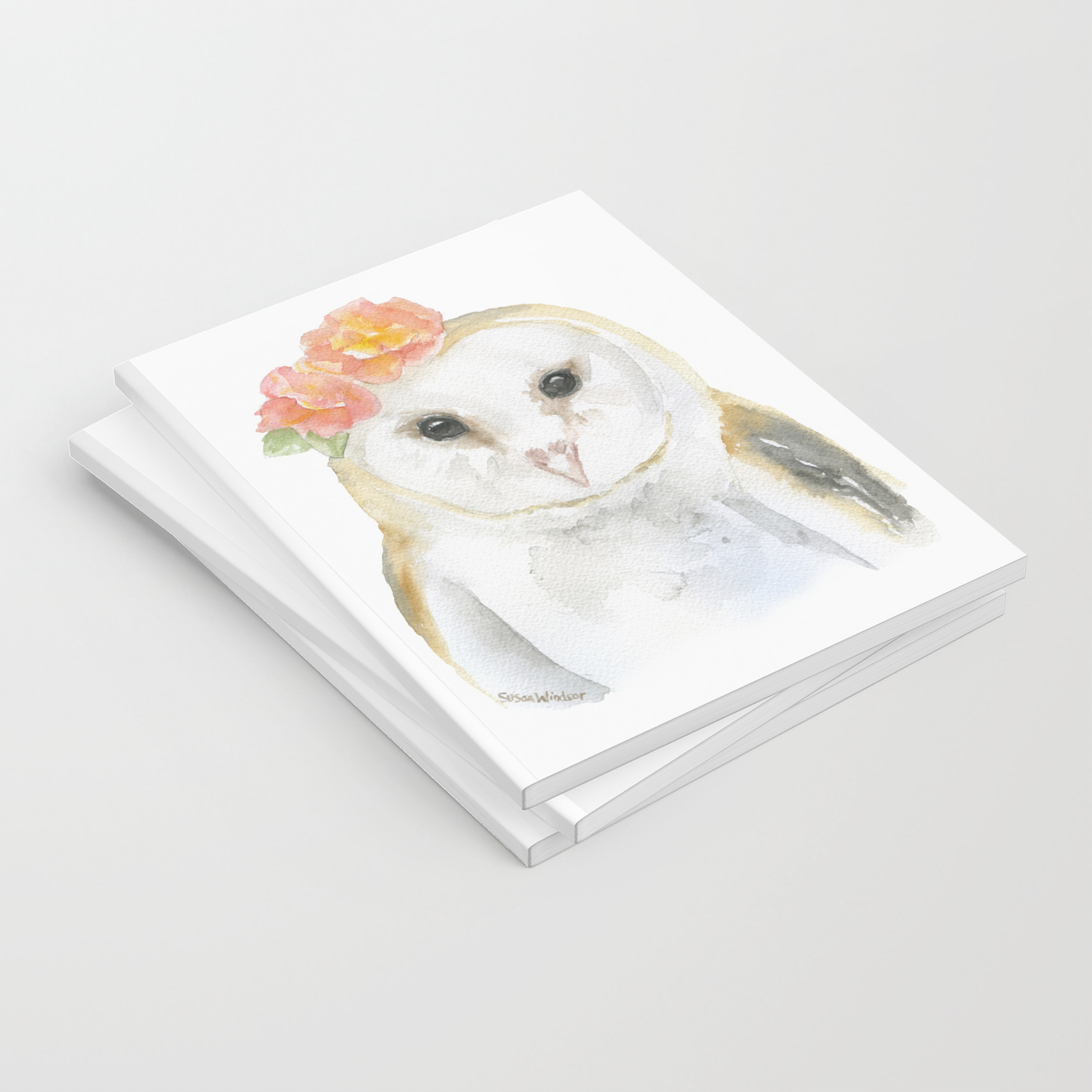 Barn Owl Floral Watercolor Notebook By Susanwindsor Society6