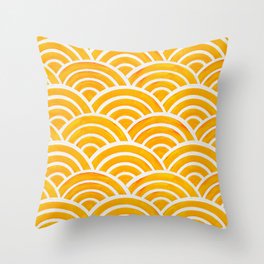 Japanese Seigaiha Wave – Marigold Palette Throw Pillow