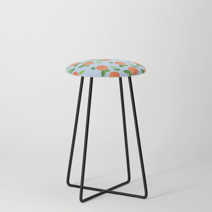 Peaches on Blue - Hand-painted Watercolour Counter Stool