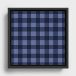 Blue Checkered Plaid Squares Framed Canvas