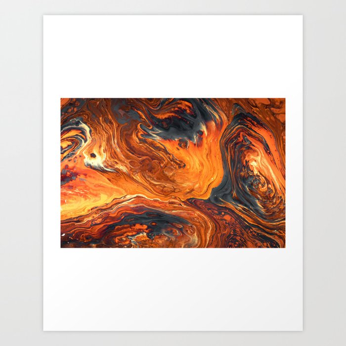 Orange - pouring art Art Print