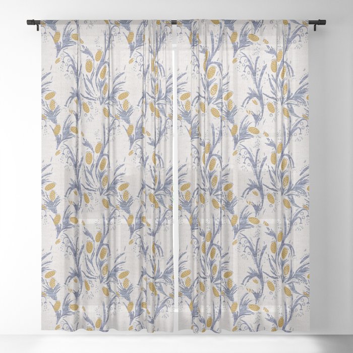 French Linen Thistle Sheer Curtain By Hollizollinger Society6