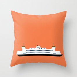Puget Sound Ferry Pop Art - Seattle, Washington Throw Pillow