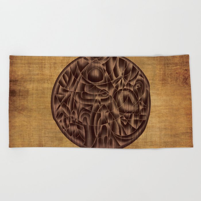 Abstract Wood Carving Pattern Beach Towel By Aniqueland Society6