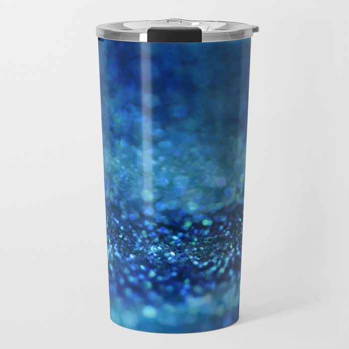 Aqua Glitter effect- Sparkling print in classic blue Travel Mug