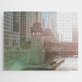 Sunset over the Chicago River Jigsaw Puzzle