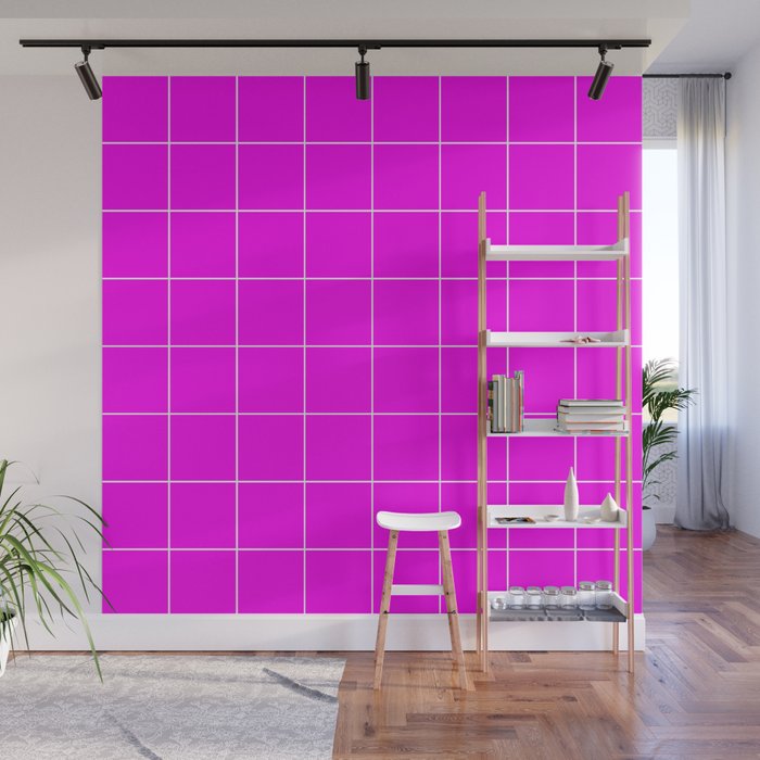 Graph Paper (White & Magenta Pattern) Wall Mural