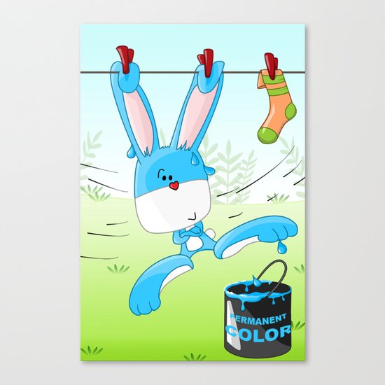 Lui, the bunny and the paint bucket Canvas Print