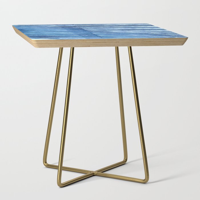 Modern Pinstripe 1 - Blazing Blue Side Table