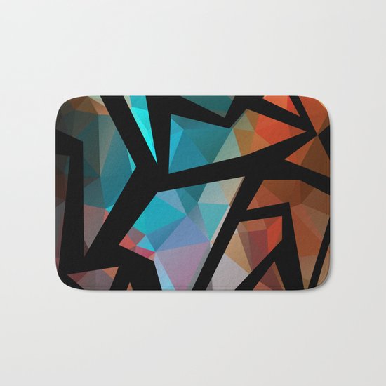 Abstract background of triangles polygon print. Bright dark design colors Bath Mat