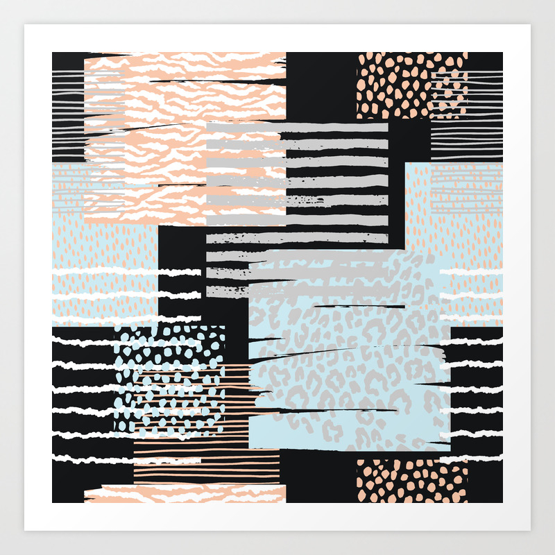 Modern Abstract Overlapping Geometric Shapes Pattern Art Print By