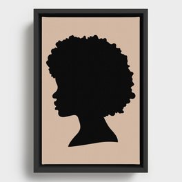 Silhouette Black Girl Afro Framed Canvas