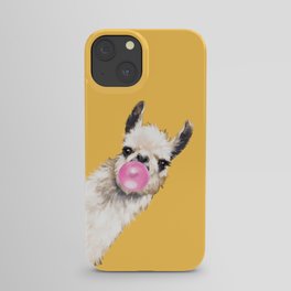 Bubble Gum Sneaky Llama in Yellow iPhone Case